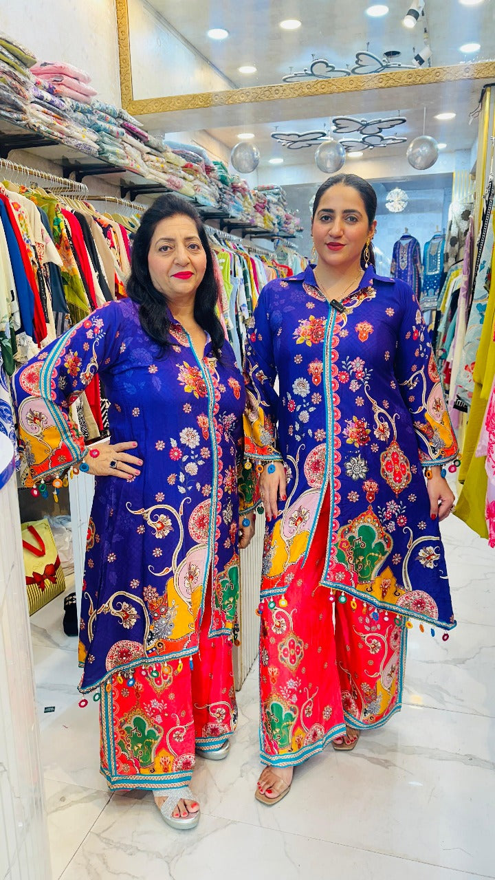 "GIDDA" PURPLE UNIQUE PINK CO-ORD SET FOR WOMEN FS34