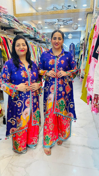 "GIDDA" PURPLE UNIQUE PINK CO-ORD SET FOR WOMEN FS34