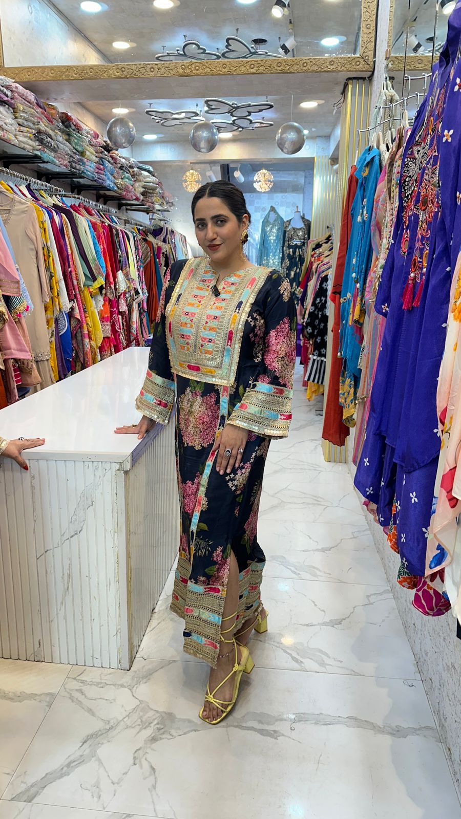 "RUTBA" Stylish Floral Kaftan Dress for an Elegant Look FS42