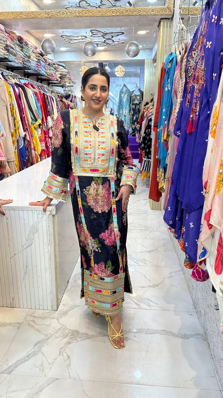 "RUTBA" Stylish Floral Kaftan Dress for an Elegant Look FS42
