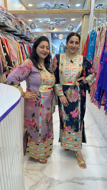 "RUTBA" Stylish Floral Kaftan Dress for an Elegant Look FS42