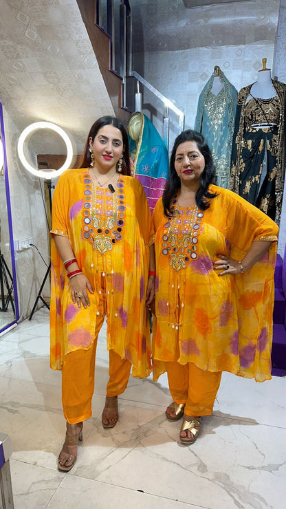 "SUGANDH" Vibrant Kaftan Set With Front Mirror Work FS50