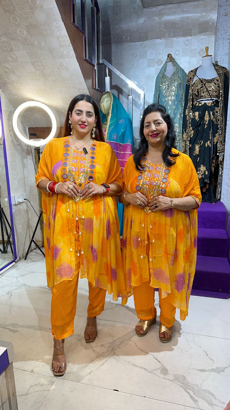 "SUGANDH" Vibrant Kaftan Set With Front Mirror Work FS50