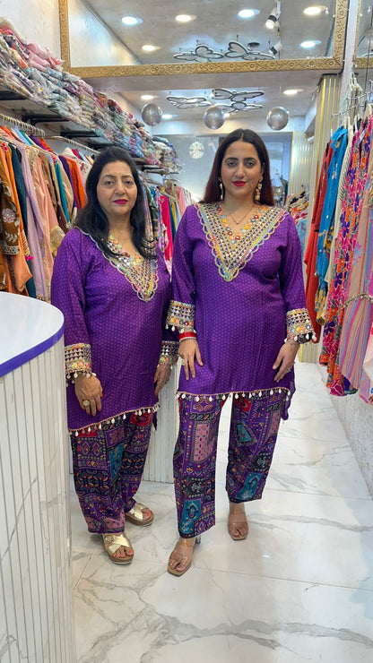 'CHANDNI" Pretty CordSet With Heavy Neck Work FS51