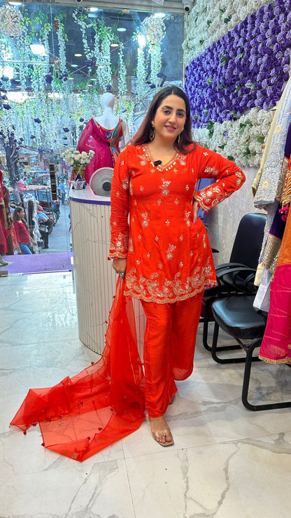 "SURKH" Elegance Vibrant Salwar Kameez with Intricate Embroidery FS53