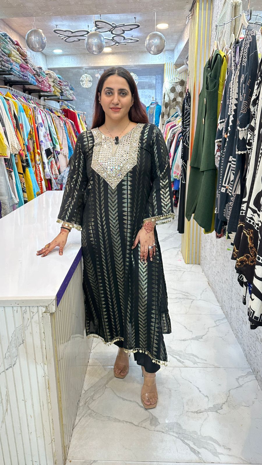 "RAATRANI" Glam in Front Mirror Work and Shimmer Design FS59