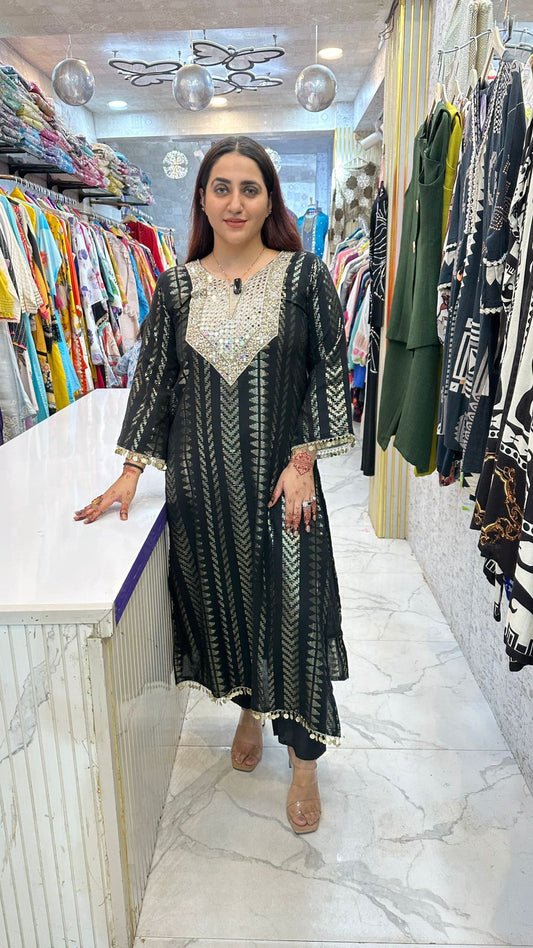 "RAATRANI" Glam in Front Mirror Work and Shimmer Design FS59