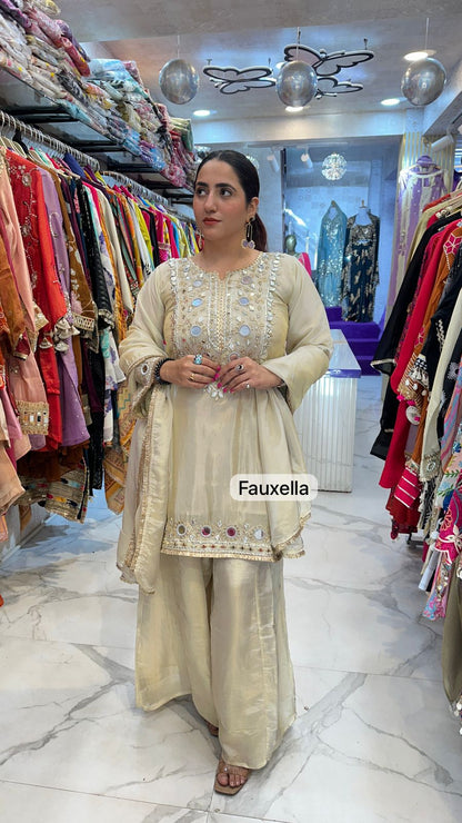 "GULFAAM"  Beautiful Suit With Front Mirror Work and Heavy Neck FS59