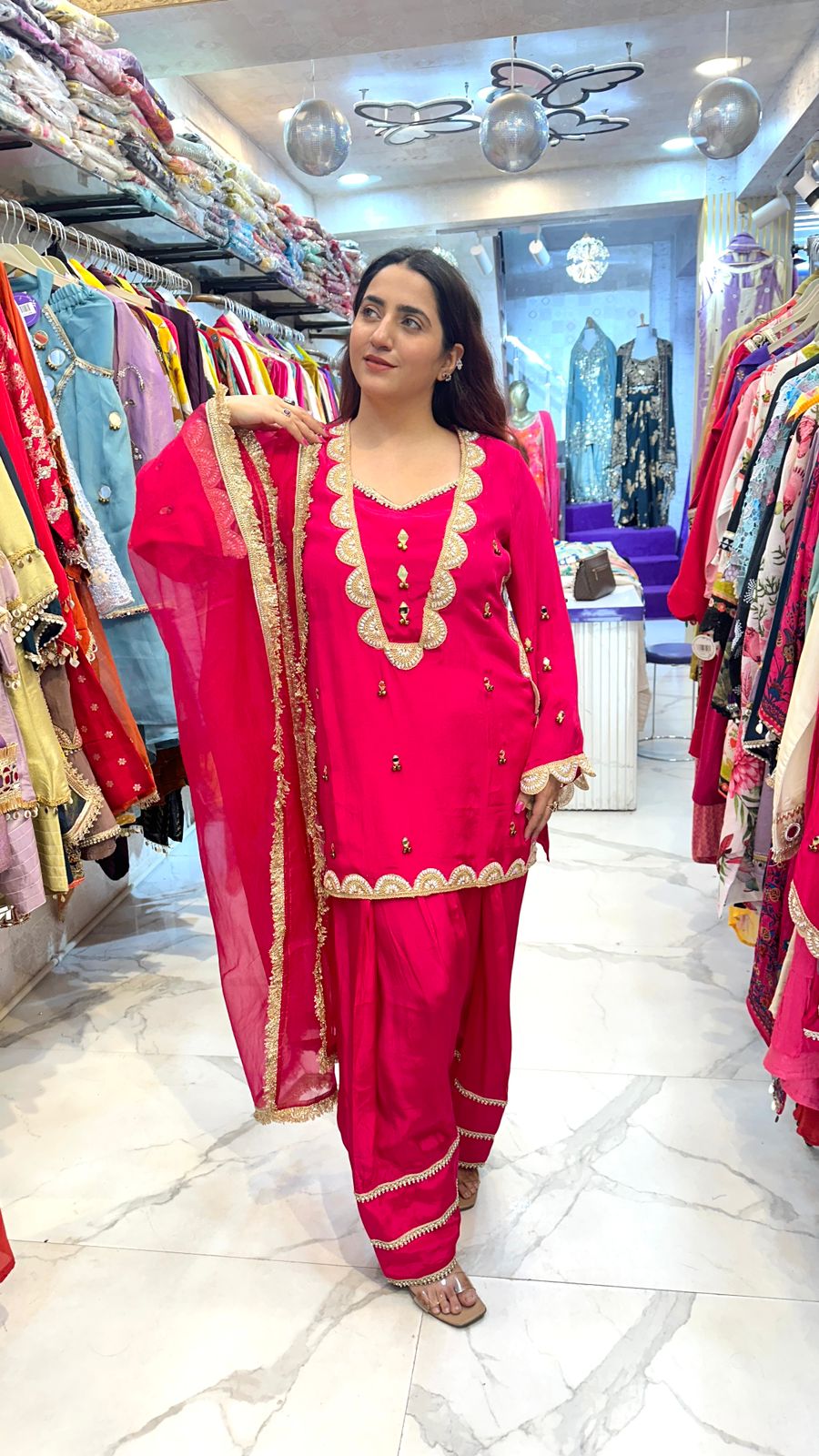 ‘CHANDRIKA’ Stunning Suit With Lace Work FS67