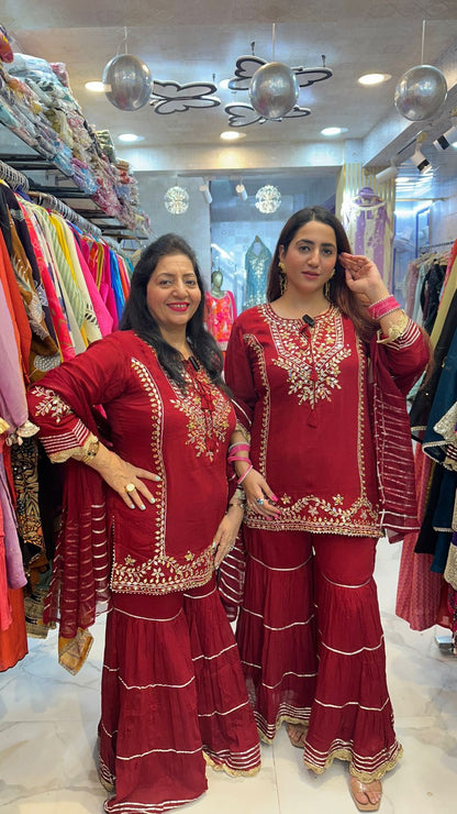 ‘MAHOGANY’ Festive Partywear Sharara Set  FS69