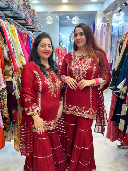 ‘MAHOGANY’ Festive Partywear Sharara Set  FS69