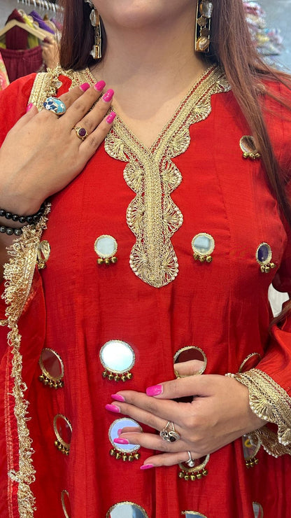 "AINA" Beautiful Mirror Work Suit With Lace Work FS71