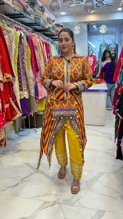 "LEHZAA" Multi Color Co-ord Set With Collar FS74