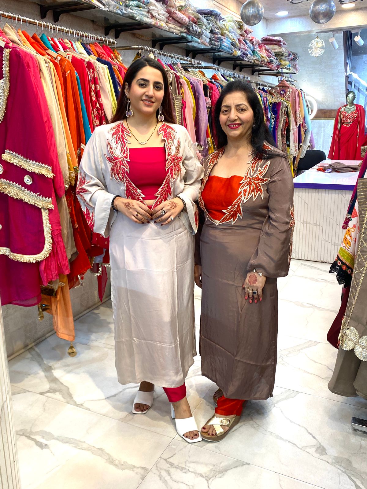 "OMRRA" Beautiful Coord Set With Leaf Design FS84