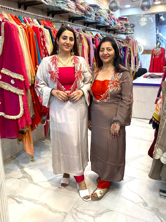 "OMRRA" Beautiful Coord Set With Leaf Design FS84