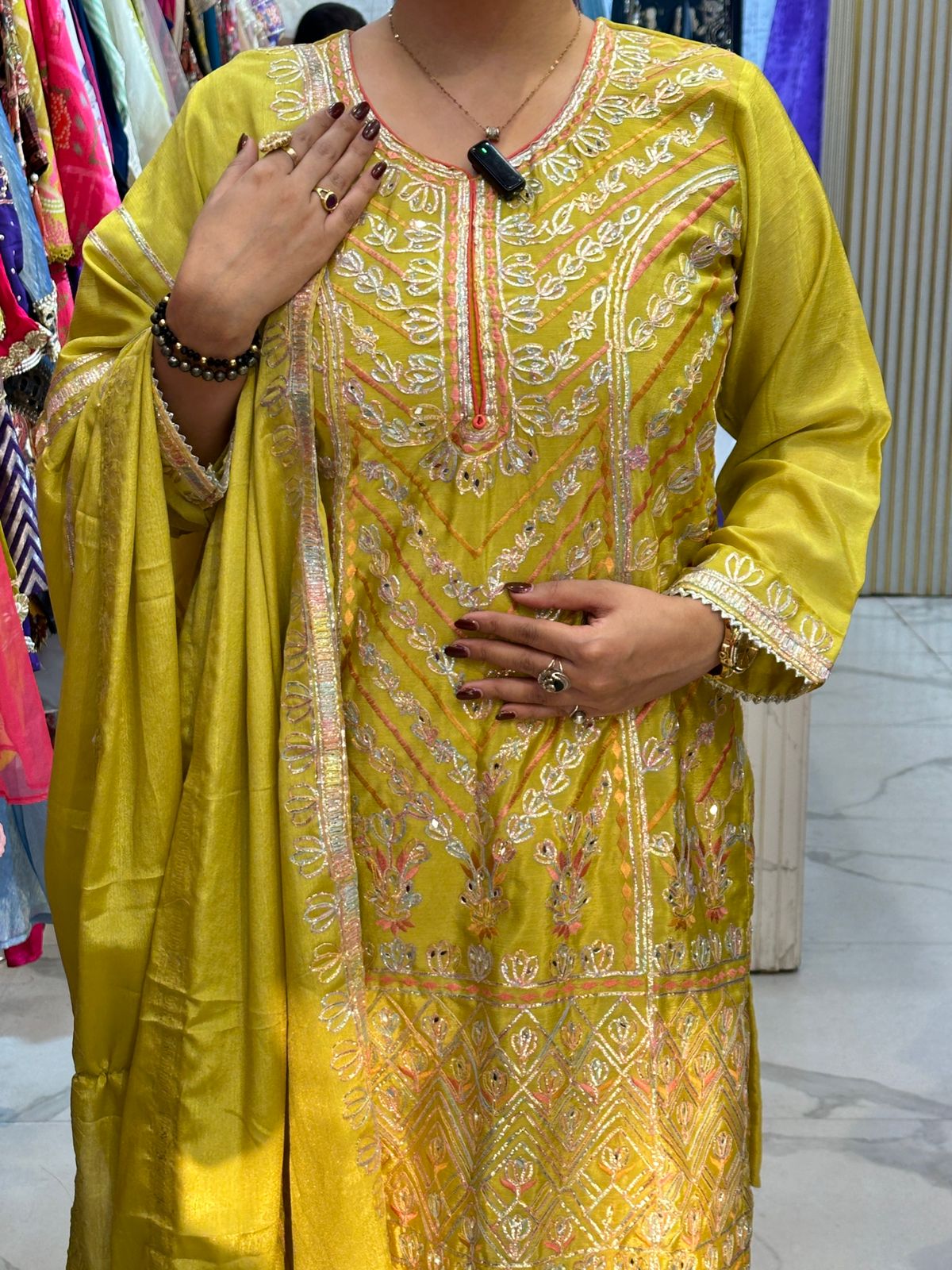 "SAANRI" Elegant Long Suit With Lace Work FS90