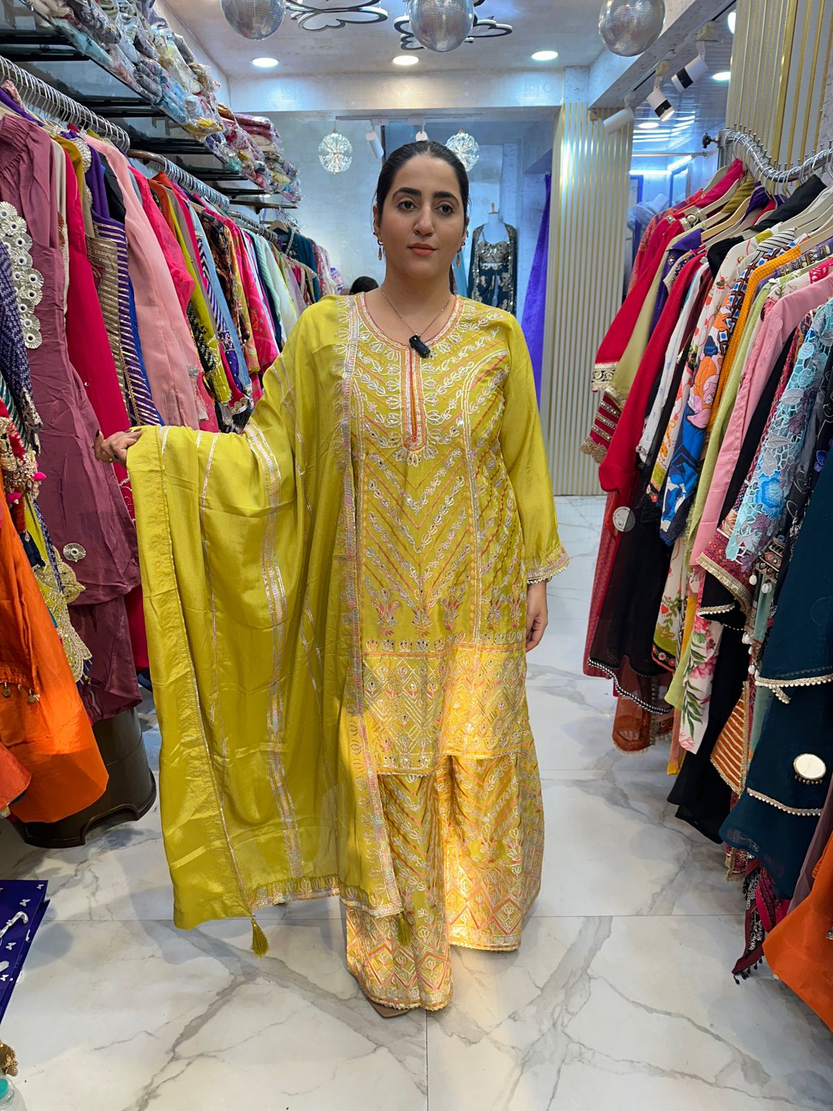 "SAANRI" Elegant Long Suit With Lace Work FS90