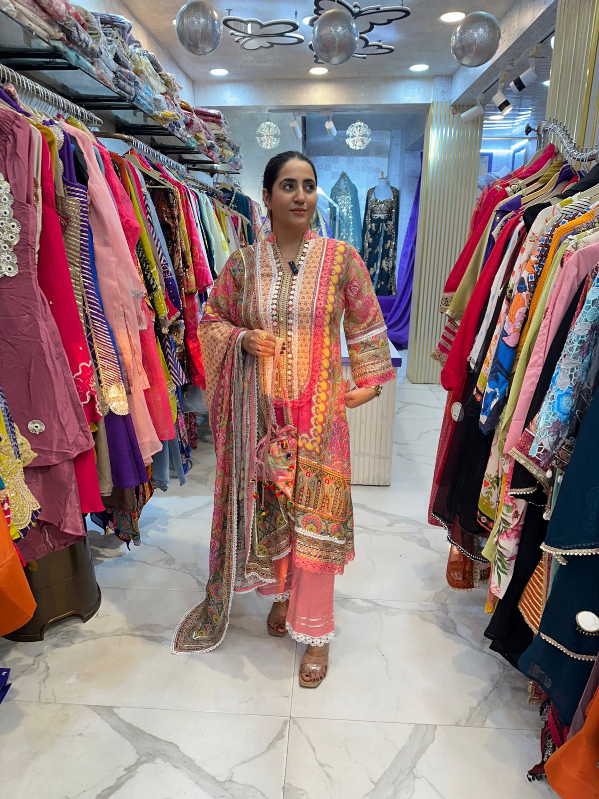 "IQRA" Beautiful Long Suit With Potli FS93