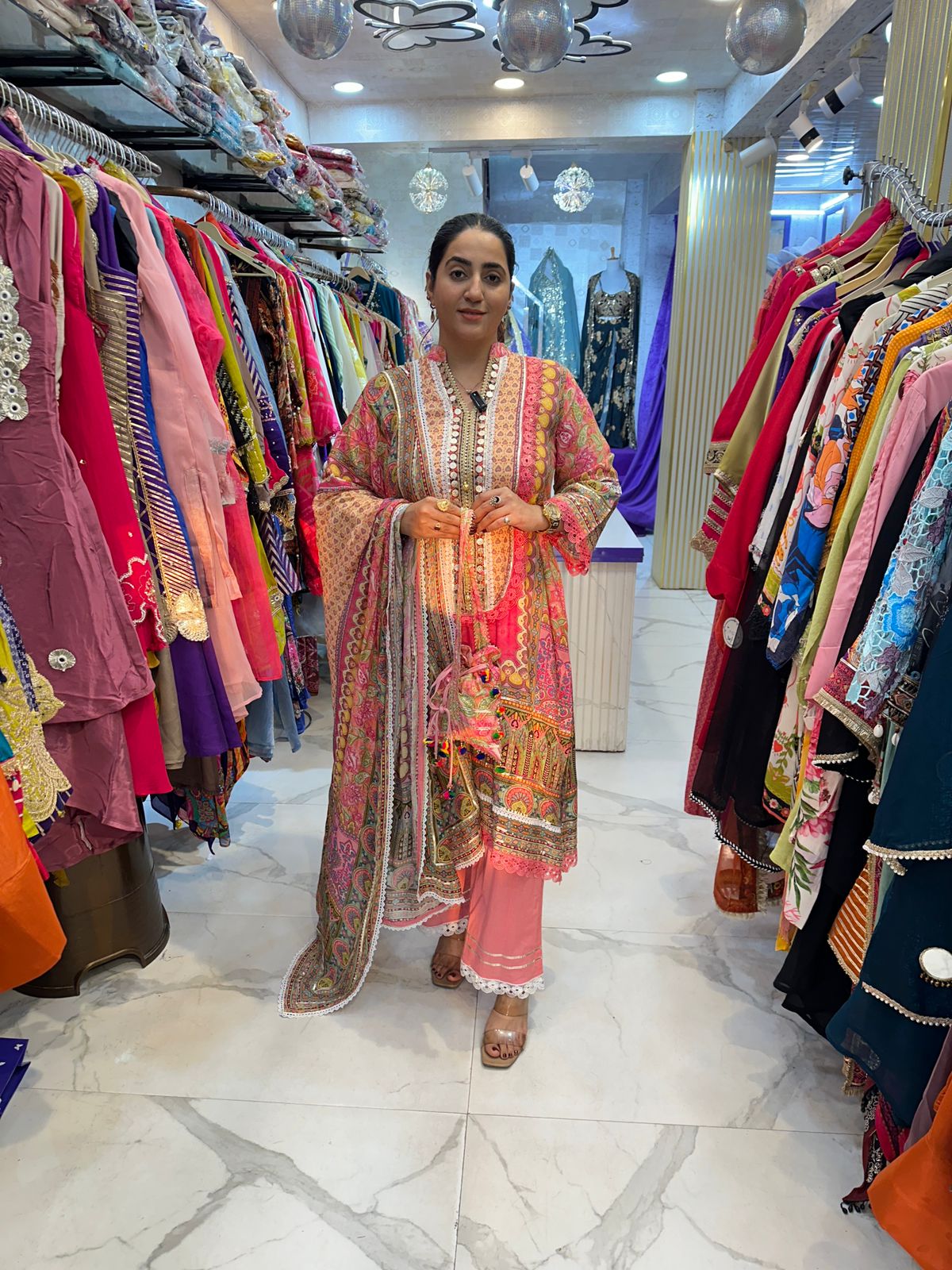 "IQRA" Beautiful Long Suit With Potli FS93