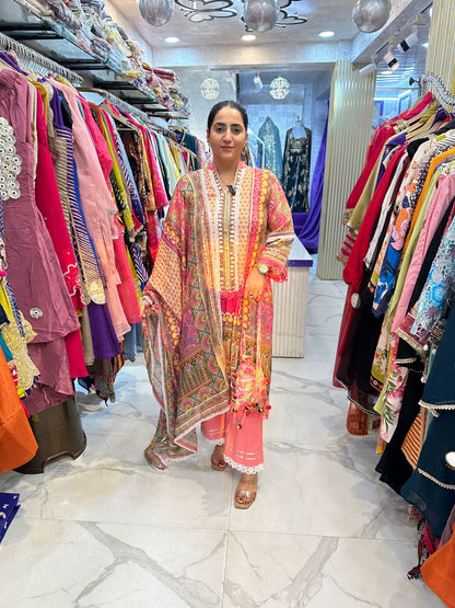 "IQRA" Beautiful Long Suit With Potli FS93