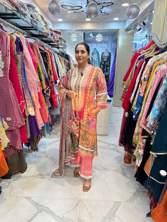 "IQRA" Beautiful Long Suit With Potli FS93