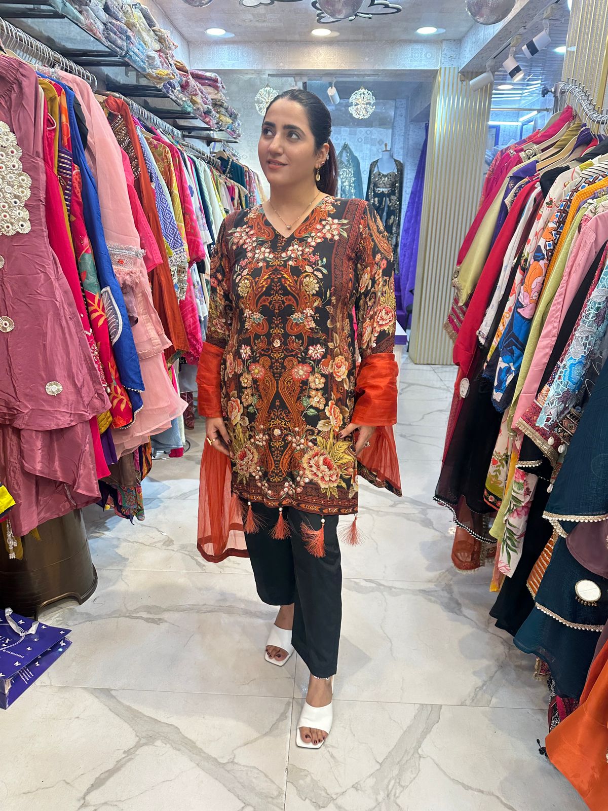 "KSHAMA" Beautiful Long Suit With Hand Work Detailing FS94