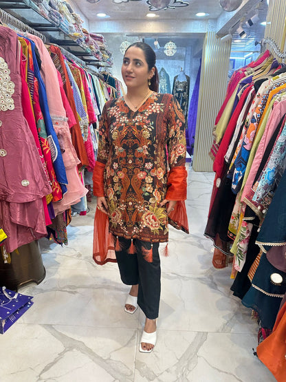 "KSHAMA" Beautiful Long Suit With Hand Work Detailing FS94