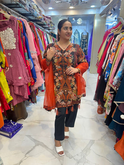 "KSHAMA" Beautiful Long Suit With Hand Work Detailing FS94