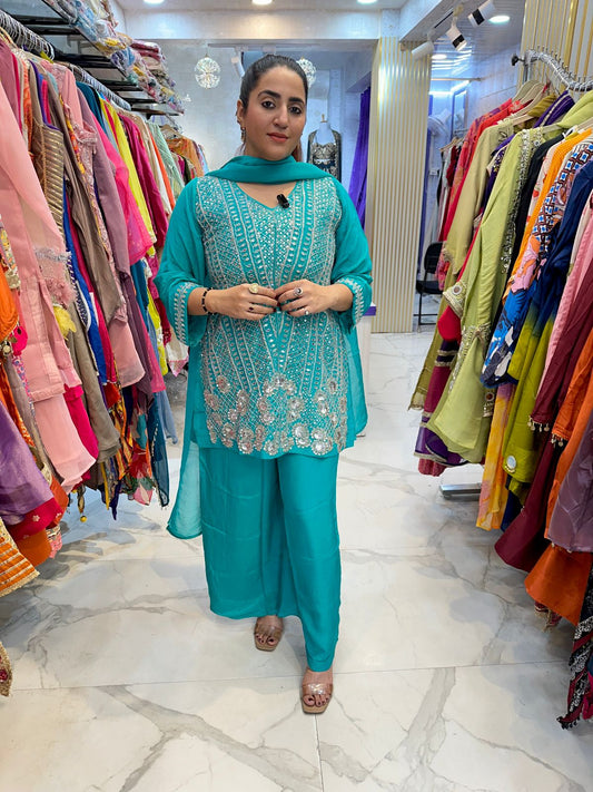 "AUREEN" Beautiful Short Suit With Mirror Work FS97