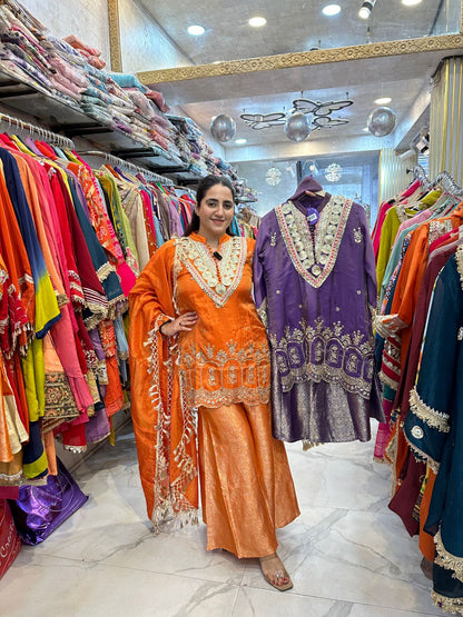 "QAYAMAT" Elegant Suit With Lace Work On Dupatta FS108