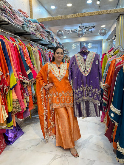 "QAYAMAT" Elegant Suit With Lace Work On Dupatta FS108