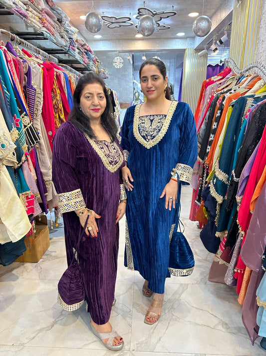 ‘TULSI’ Full Sleeves Long Drees With Potli FS125