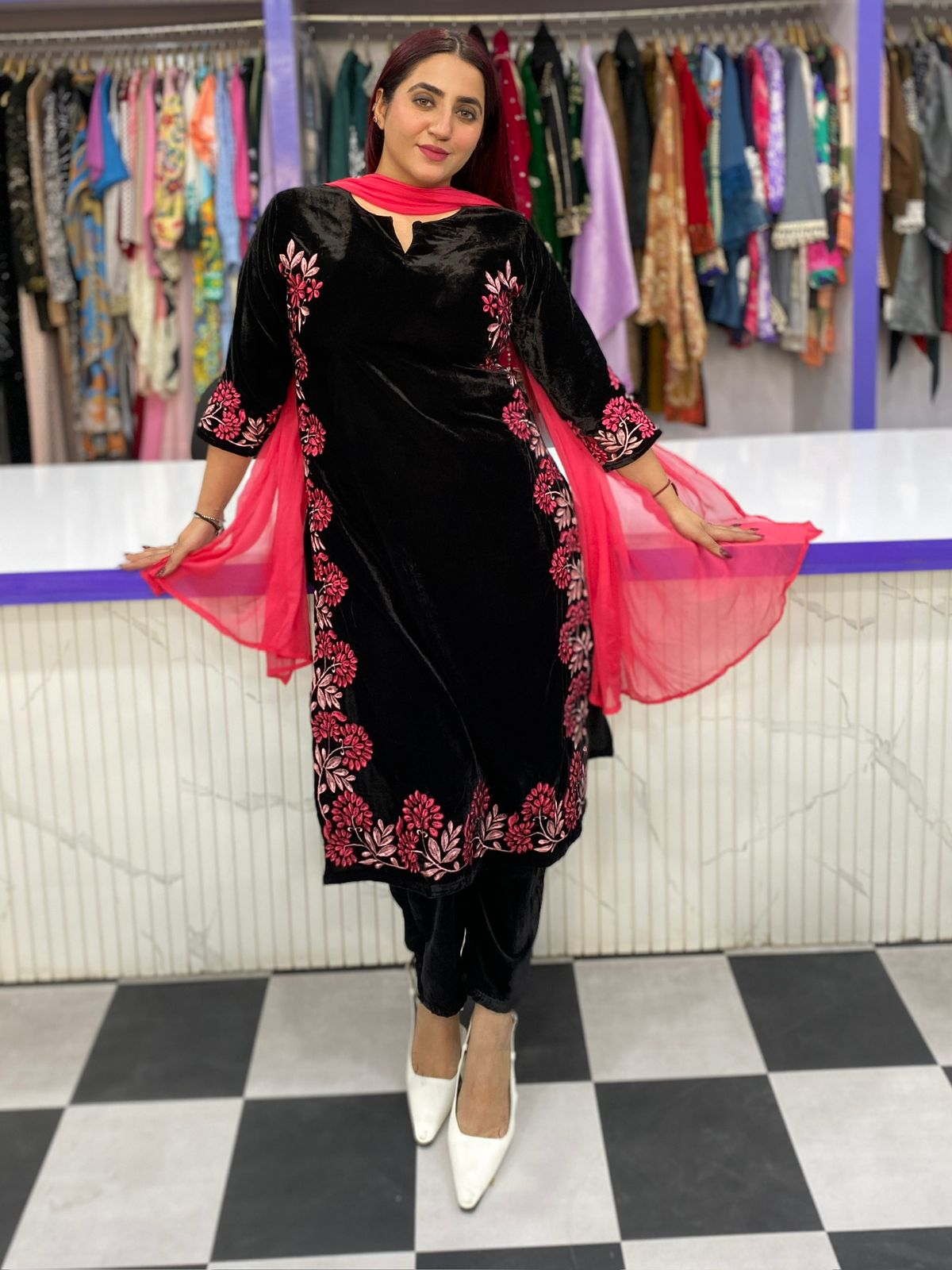 Kashmiri Velvet Suit FS158