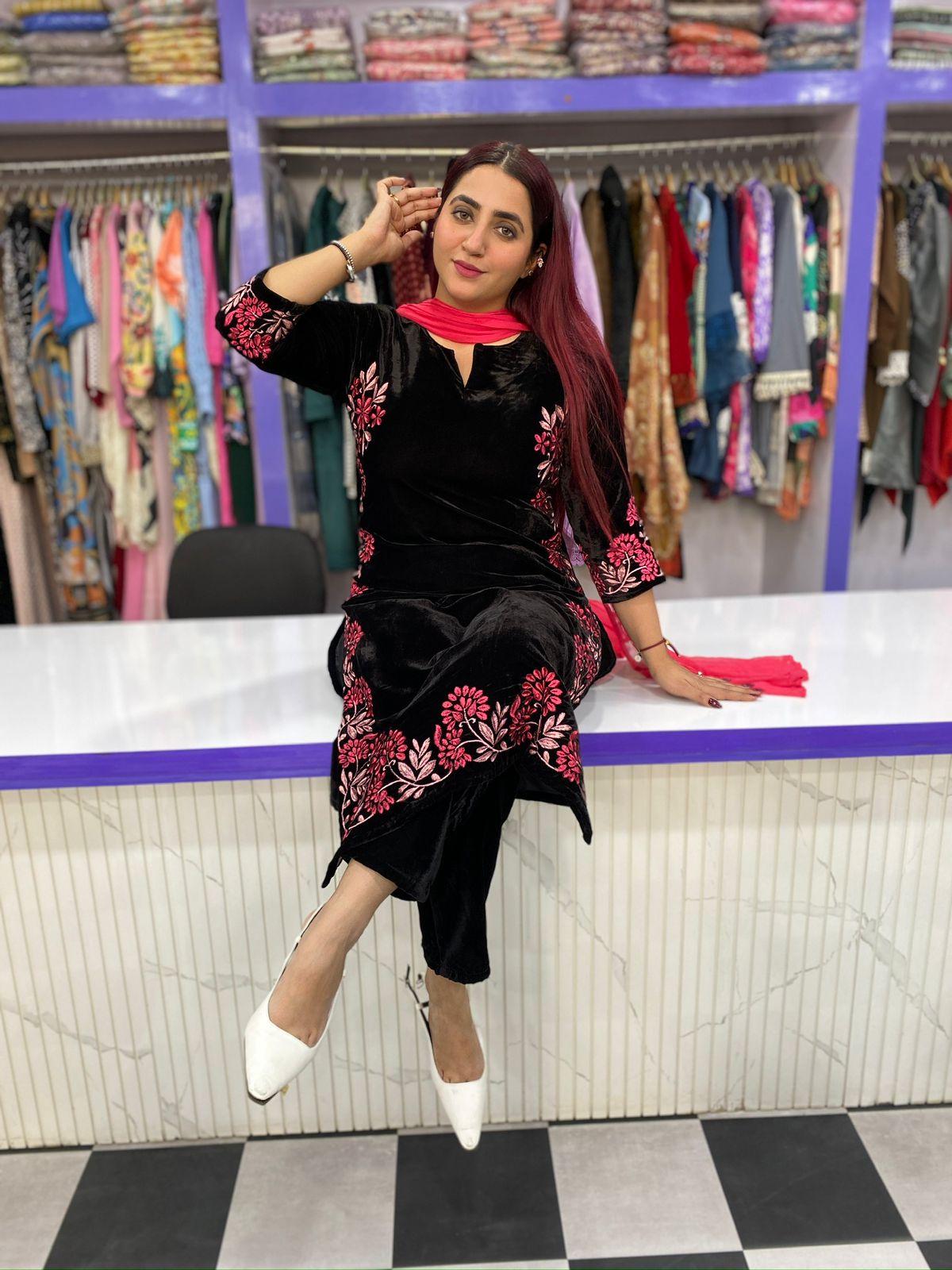 Kashmiri Velvet Suit FS158