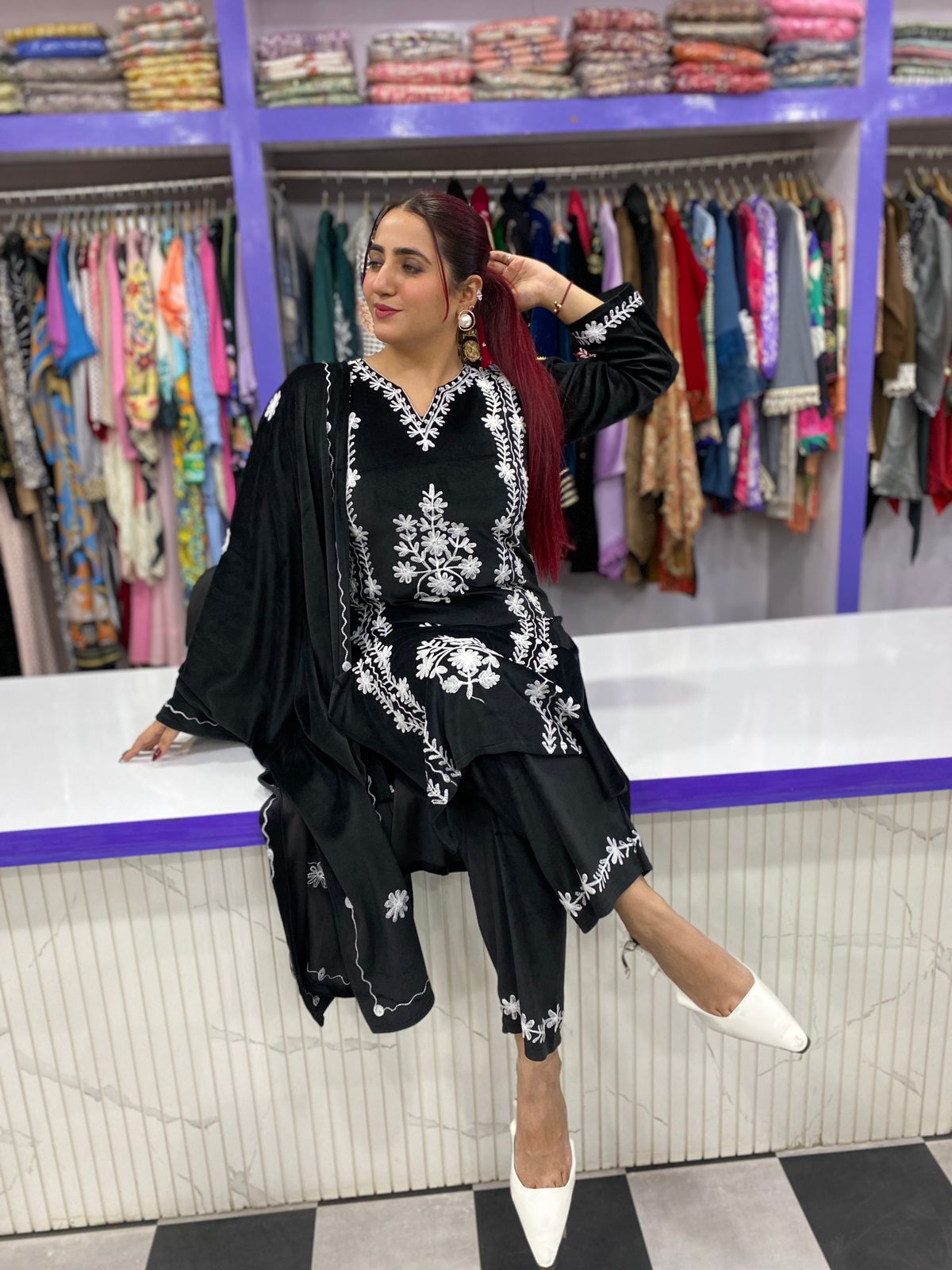 Heavy Velvet Black Kashmiri Suit FS160