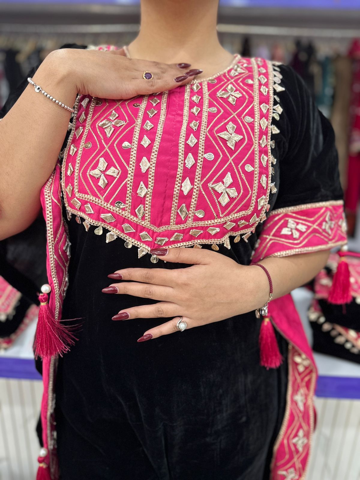 Heavy Velvet Kaftan Gota Work FS161