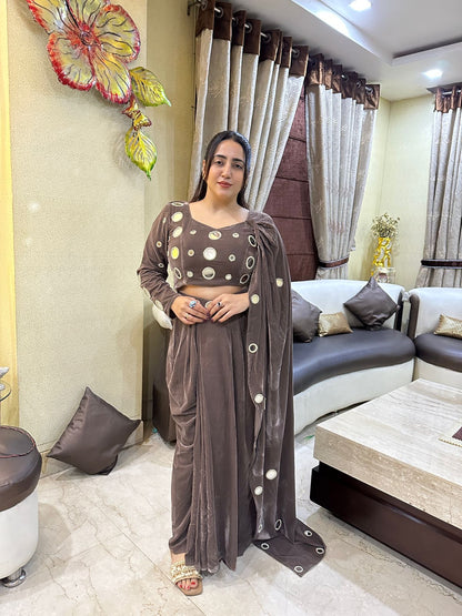 "SHAHI" Drape Saree Velvet FS164