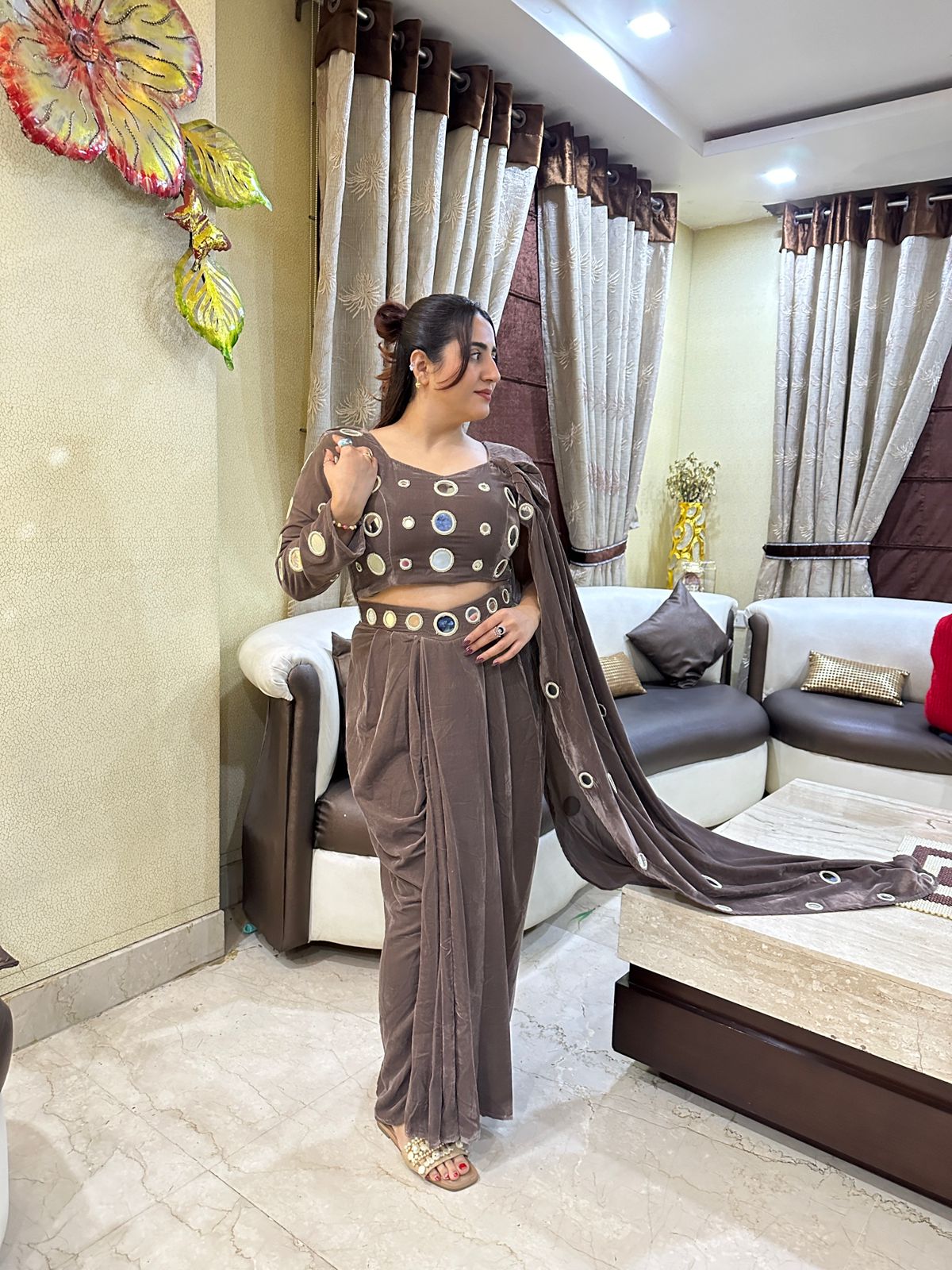 "SHAHI" Drape Saree Velvet FS164