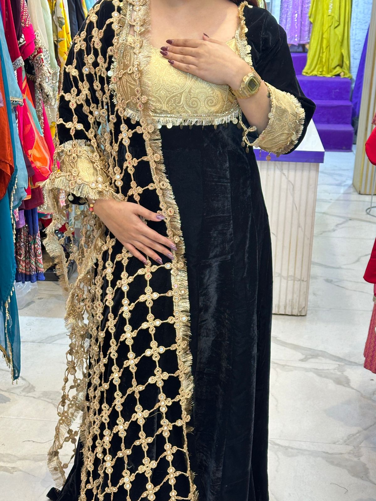 "SHABNAM" 2 piece Anarkali Suit with Jaal Dupatta FS166