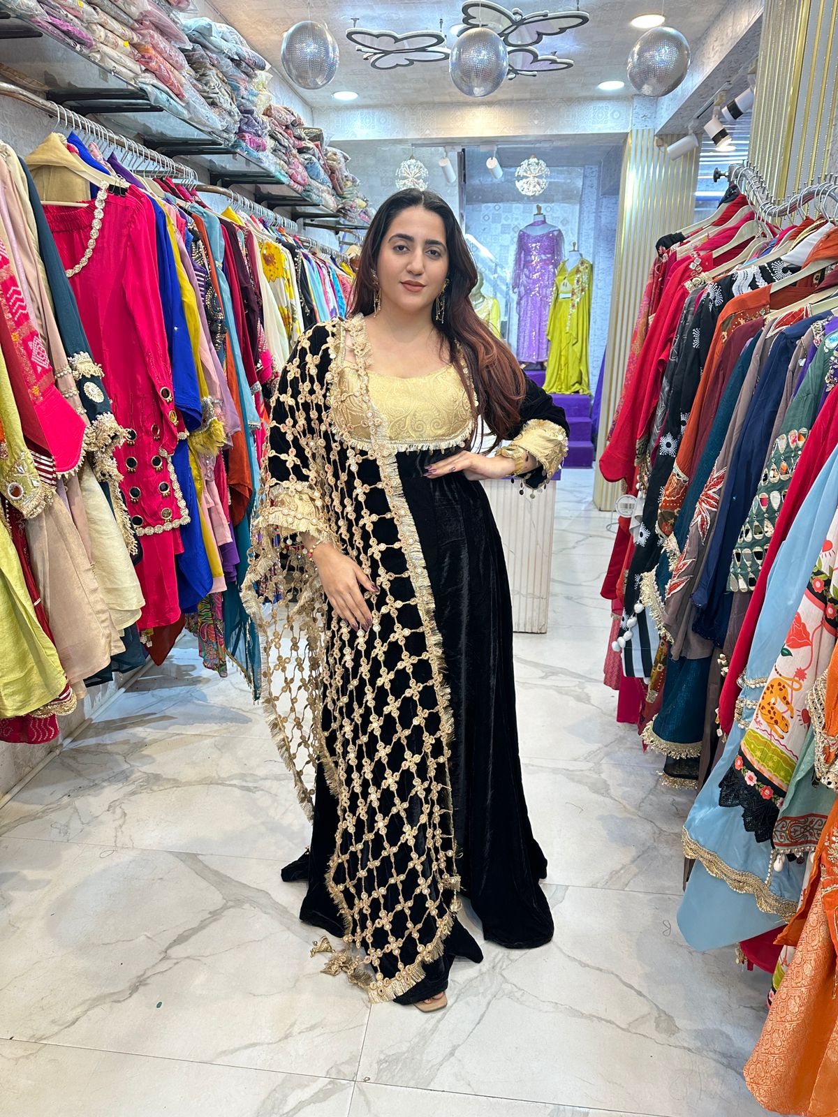 "SHABNAM" 2 piece Anarkali Suit with Jaal Dupatta FS166