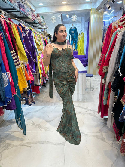 "MAHIRA" Elegant Party Wear Dress With Flower Work FS173