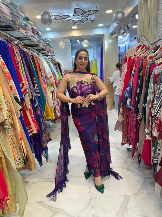 ‘JANNAT’ Floral Print Indo-Western Dress FS180