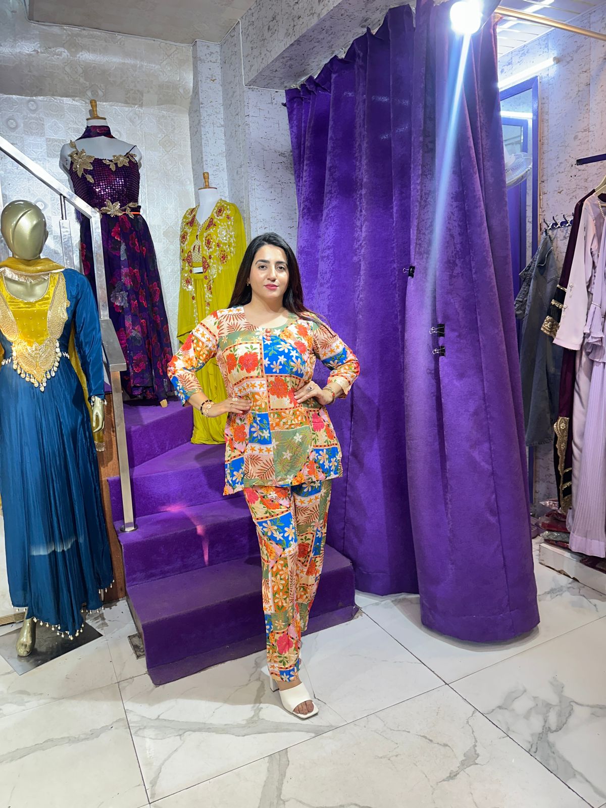 "PALM" Elegant Multicolor Coord Set FS184