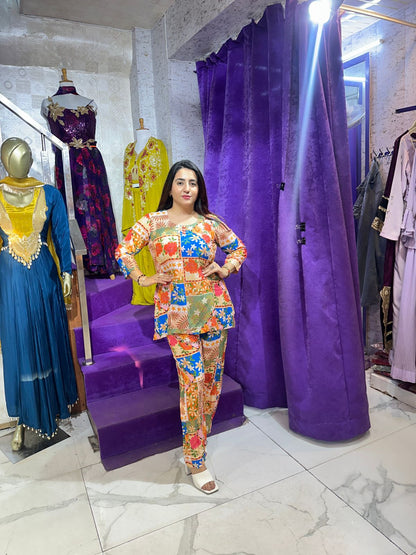 "PALM" Elegant Multicolor Coord Set FS184