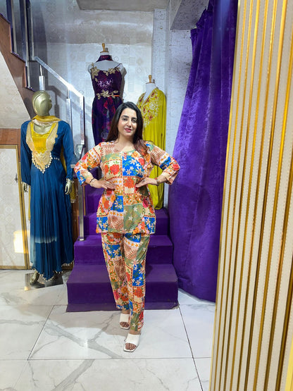 "PALM" Elegant Multicolor Coord Set FS184