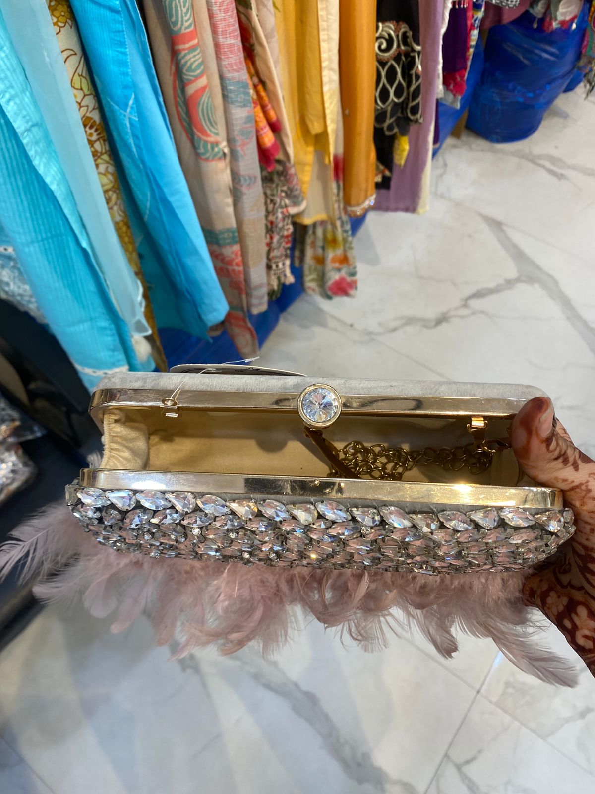 Beautiful Stone And Furr Work Clutch FS203