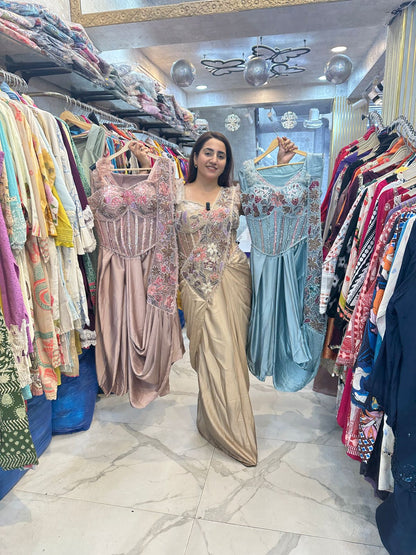 ‘UMBER’ Flower Work Drape Saree FS220