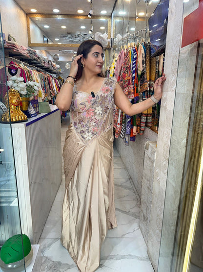 ‘UMBER’ Flower Work Drape Saree FS220