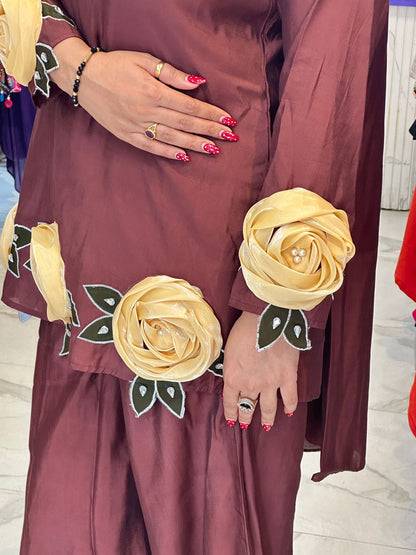 'ROSELLE' Stunning Suit With 3D Rose FS228