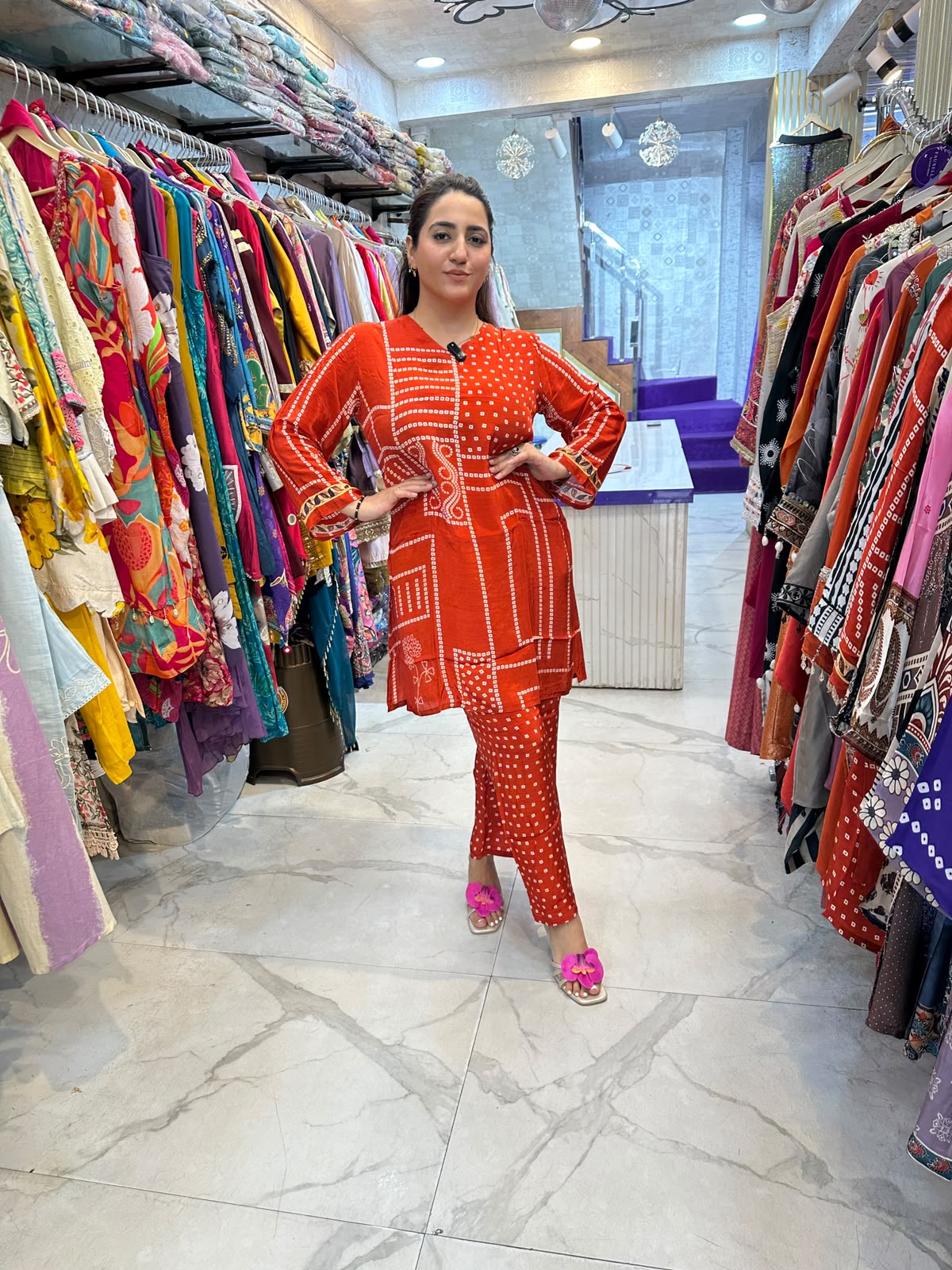 ‘TEJAS’ Elegant Suit With Printed Design On Back FS233